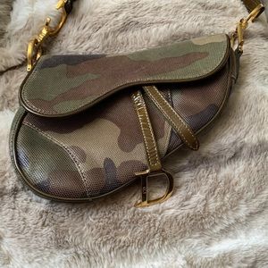 Vintage Christian Dior mini saddle bag camouflage